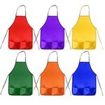 12 Pack 6 Color Aprons Children Painting Aprons Art Smocks with 2 Roomy Pockets for Kitchen and Classroom (Brushes not Included)