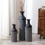 Sziqiqi Black Large Floor Vases: 68/51/41cm Tall Metal Floor Vase Set of 3 Giant Floor Standing Vase Vintage Floor Vase for Living Room Oversized Floor Vases for Fireplace Hallway Corner Office