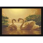 Mad Masters 2 White Swan Bird Duck Love Painting Hanging Photo Frame Decorative Item for Living Room, Bedroom, Home Decor and Wall Decoration (MM 10089, 8x12 Inch, Paper, Without Plexi Glass)