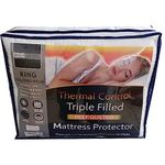 HIGH LIVING Quilted Mattress Protector, Triple Filled Mattress Topper Hypoallergenic Extra Deep Fitted Cover 40 cm (182cmx200cm) Super King White