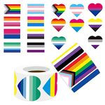 MEPLUM 1000 PCS Pride Stuff, LGBTQ+ Pride Flag Stickers Pack, Heart Pride Stickers Roll for Transgender Lesbian Bi Nonbinary LGBTQ Gay Pride Stuff Parade Accessories Present (500 Pieces Per Roll)