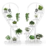 Giantex 5 Tier Metal Plant Stand Indoor, Creative Heart-shaped Ladder Plant Shelf with Hanging Hook for Multiple Plants, Tiered Flower Display Shelf, Tall Plant Stand for Valentine's Day Home Holiday