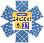 Maycold 24x30x1 MERV 11 Furnace Air Filter (6-Pack), High-Performance HVAC AC Filters for Home Use, Actual Size: 23.70” x 29.70” x 0.75”, Individually Wrapped in Plastic