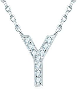 AINUOSHI Moissanite Initial Letter Y Necklaces for Women 925 Sterling Silver Necklace Graduation Birthday Gifts for Her Mom Wife Girlfriend