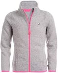 Nautica Girls' Full-Zip Fleece Jacket, Signature Logo Design, Lightweight & Wind Resistant, Grey Heather, 16