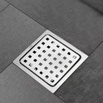 LIPKA YU Square Floor Drain, Premium Stainless Steel, 6 x 6 Inches