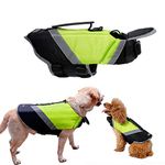 Rantow Dog Life Jacket with Superior Buoyancy & Rescue Handle - High Visibility Float Coat Dog Lifesaver Vest in Beach Pool Boating Safety Swimsuit Preserver (M, Green)