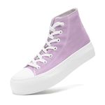 suenaxe Womens Platform Sneakers Canvas High Top Low Tops Shoes Lace Up Unisex Fashion Classic Casual Tennis Walking Shoes for Women and Men, Purple-high Top, 4.5 Women/3 Men