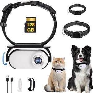 1080P Cat Camera Collar,128GB Mini Body Camera for Pets, Action Recorder for Cats and Dogs, Dog Cat Cam Collar Outdoor/Indoor, Birthday Gift for Pets