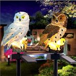 Garden Ornaments Outdoor Owl Shape Light LED Solar Garden Light Owl Lawn Lamp Waterproof Solar Led Lights Outdoor Yard Garden Creative Solar Lamps (White)