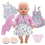 Doll Clothes Dress for 14-16 Inch Baby Dolls, 2-packs Sweet Outfits Dress Coat Slippers Underwear, Doll Clothes Compatible with New Born Baby 43 cm Dolls Girls Summer Birthday Gift(No Doll)