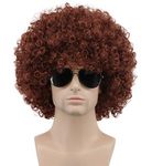 karlery Men Women 70s 80s Short Curly Brown Rocker Party Afro Wig California Halloween Costume Cosplay Wig