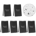 6 Pack Mini Spiral Notebooks, A7 Waterproof Notebook, Top-Opening, Black Cover Pocket Notepad for Outdoor Activities Recording and Tactical Pocket, 3" x 5", 50 Sheets