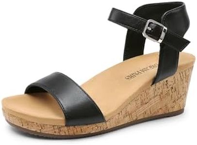DREAM PAIRS Womens Open Toe Buckle Ankle Strap Platform Wedge Sandal, Black/Pu-8.5 (Nini-8)