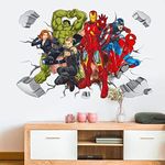 ZE HIAN New Superheroes Wall Sticker 3D Hulk Children Boys Wall Decals Peel and Stickers for Walls Bedroom Living Room Home Décor(15.7X23.7) Inch