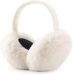 THE DDS STORE Muffs for Women - Winter Ear Warmers - Soft & Warm Cable Knit Furry Fleece Earmuffs - Ear Covers for Cold Weather Puffy Fluffy Earmuffs (White)