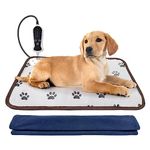 GOLOPET Pet Heating Pad,Large 17x23inches for Dog Heat Mat,Waterproof Thermostat Electric Heated Mat,Puppy Heat Pad with One Removable Blue Plush Cover