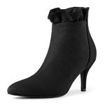 Allegra K Women's Stiletto Heel Ruffle Ankle Boots Black 7 UK/Label Size 9 US