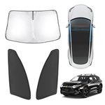 Karltys Windshield Sun Shade for 2019-2024 Chevy Blazer, Windshield & Front Seats Side Window Sun Shade, Thick Foldable Window Covers, Car Reflective Sun Visor Blocks UV & Heat (3PCS), black