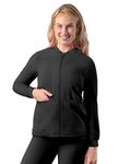 Adar Addition Scrubs for Women - Zippered Bomber Scrub Jacket - A6200 - Black - XXS
