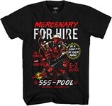 Marvel Deadpool Mercenary for Hire Adult T-Shirt Licensed Comics (Black, Large)