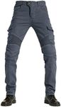 Motorcycle Riding Pants for Men Biker Motocross Racing Jeans Cycling Protective Pants with Armor Pads, Grey, 43 Regular