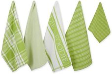 DII 100% Cotton, Ultra Absorbent, Washing, Drying, Foodie Kitchen Dishtowel 18 x 28& Dishcloth 13 x 13, Set of 5- Lime