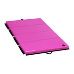 Gymrex GR-FM_20 Gymnastic Mat 200 x 100 x 5 cm Folding Pink/Pink Tri-Fold Exercise Mat Gym Mat Foldable Mat (Thickness 50mm, Synthetic Leather (PU), Foam (EPE))