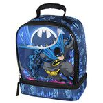 DC Comics The Batman Kids Lunch Box Insulated Dual Compartment Superhero Lunch Bag Tote