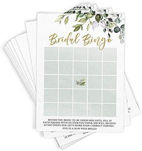 Printed Party Bridal Shower Game, Bingo, Greenery, 50 Cards