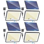 LOTMOS 4 Pack Solar Lights Outdoor, 342LED Remote Solar Security Lights Outdoor Motion Sensor, 3 Modes Waterproof Garden Lights Solar Powered Pir Flood Lights for Yard Shed Garage Outside,Cool White