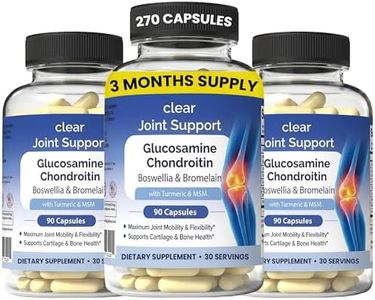 Clear Joint Support - Glucosamine Chondroitin MSM with Turmeric & Boswellia | 8-in-1 Formula | 270 Capsules (90-Day Supply) | Joint Supplements for Women & Men | Made in USA