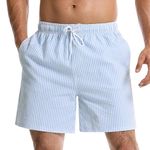 Danfiki Swimming Shorts Men Swim Trunks Waterproof Beach Board Shorts with Mesh Lining Quick Dry Seersucker Fabric