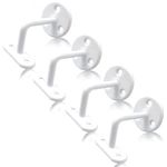 Pack of 4 Handrail Brackets for Stairs, White Banister Rail Brackets, Wall-Mounted Stair Rail Brackets for Stainless-Steel or Wooden Handrail, Heavy-Duty and Stylish Banister Rails Bracket