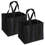 Tebery 2 Set of 12 Bottle Bags, Bottle Bag for 12 x 1.5 Litre Bottles, Carry Bag with Dividers, 34 x 26.5 x 27.5 cm, Black