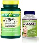 Spring Valley® Probiotic Multi-Enzyme Digestive Formula Tablets, 200 ct Total. + Bonus: (1) Collagen One Plus for Beauty and Skin Health, Nutrihealth One Hydrolyzed - 30 Capsule