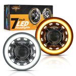 Auxbeam 7 Inch LED Headlights Black H6024 with DRL & Turn Signal & Start-up Gradient Welcome Light Replacement for 1997-2018 Jeep Wrangler JK JKU TJ LJ CJ, DOT Approved Anti-glare 7" Round Headlamps