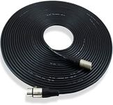 GLS Audio 50ft Mic Cable Patch Cords - XLR Male to XLR Female Black Microphone Cables - 50' Balanced Mike Snake Cord - Single