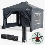 VOUNOT 3m x 3m Pop Up Heavy Duty Gazebo with Sides, Central Lock System & 4 Weight Bags & Carry Bag, Marquee Garden Party Tent Outdoor, Grey