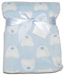 Baby Boy Soft Fleece Wrap Blanket Pram Cot Crib Moses Basket Blue Teddy