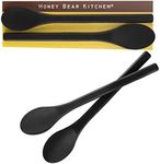 Honey Bear Kitchen Silicone Stirring Spoon (Set of 2, Black Bear Black) for Coffee & Tea