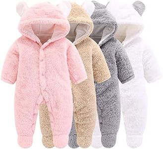 Winmany Newborn Baby Cartoon Bear Snowsuit Winter Coat Fleece Hooded Romper Jumpsuit