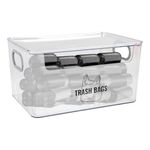 Gzsekken Trash Bag Holder Trash Bag Dispenser with Lid Stackable Garbage Bag Roll Holder Multi-Purpose Trash Bag Organizer,Plastic Trash Bag Organizerfor Kitchen Under Sink Cabinet (Curved Slot)