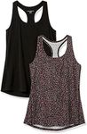 Amazon Essentials Women's Studio Relaxed-Fit Racerback Tank, Pack of 2, Black Confetti Print, X-Large