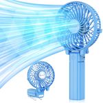 Mini Handheld Fan, VersionTech Foldable Personal Portable Desk Desktop Table Cooling Fan with USB Rechargeable Battery Operated Electric Fan for Office Room Outdoor Household Traveling(3 Speed, Blue)