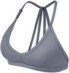 YEOREO Sports Bras for Women Padded Backless Workout Bra Karlena Low Impact Criss Cross Yoga Crop Tank Top, 0 Grey, Small