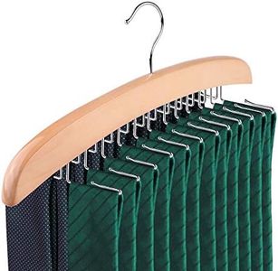 SunTrade Wooden Tie Hanger,24 Tie Organizer Rack Hanger Holder 24 Hooks (Beige)