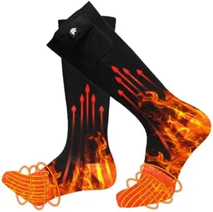 Heated Socks, Rechargeable Electric Socks for Men Women, 7.4V Battery Power Thermal Heating Socks Winter Foot Warmers for Hunting Hiking Camping Fishing Zipper Battery Pocket