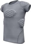 Exxact Sports Elite 6-Pad Adult Padded Football Shirt with Chest, Shoulder, Ribs & Spine Protection, Mens Football Padded Compression Shirt (Grey, Adult X-Large)