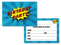 12 x Comic Superhero Style Birthday Party Invitations (Invitations Only)